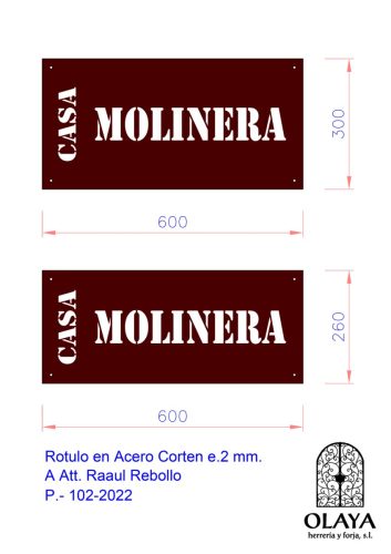 Rotulo en acero corten LOSCAPRICHOSDEMARI.COM